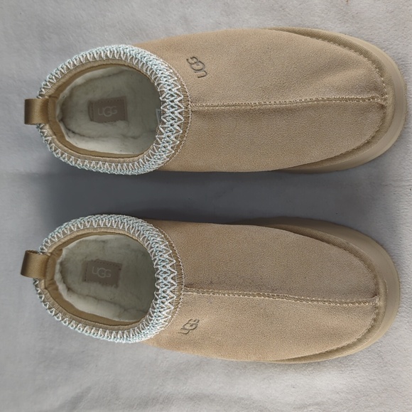 UGG Tazz Fur Lined Suede Platform Slippers Tan Women's US Size 10 - Picture 3 of 8